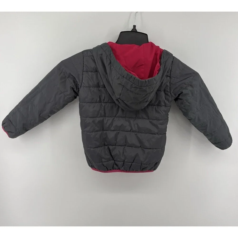 Nike Sportswear Insulated Puffer Jacket Girls Gray Pink Quilted Full Zip Size 4T